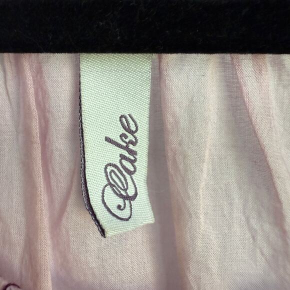 Cake sz‎ S Pink Gold Embroidered Cotton Blouse Prairie Cottagecore Fairy - Picture 5 of 8